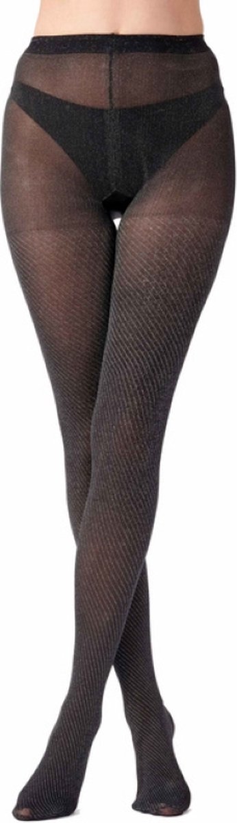 Pretty Polly Panty - Glitter - Diagonal - Sparkly Mesh - One Size - Zwart/Silver (5053014888480)