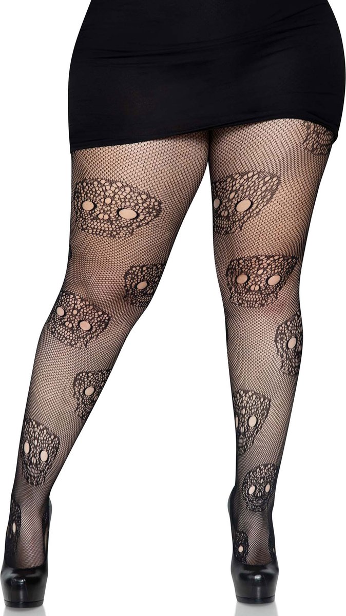 Leg Avenue - Lace Skull Fishnet Panty - Zwart (0714718560717)