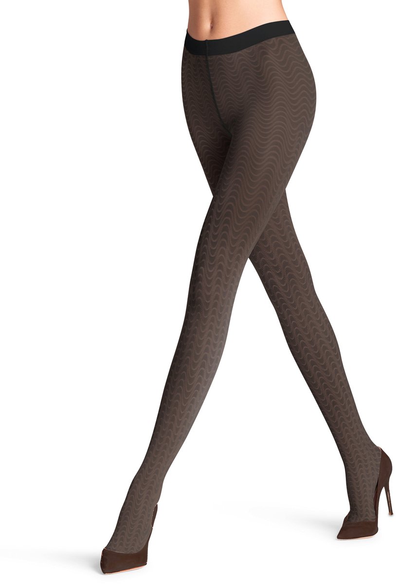 FALKE Mystical Wave gedessineerd materiaal transparent 20 DEN panty dames zwart - maat S-M (4067112422768)