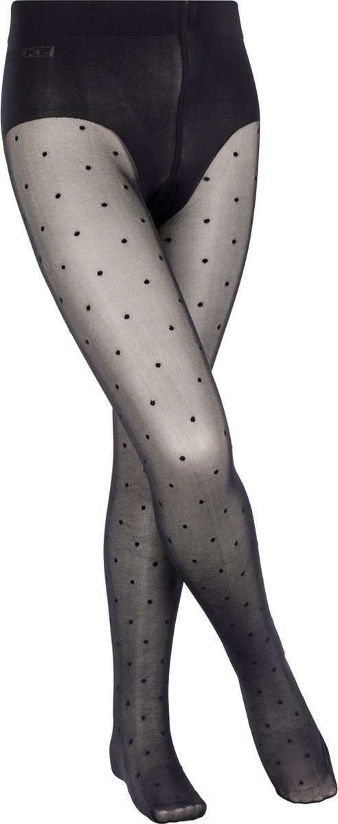 FALKE Romantic Dot dun gedessineerd materiaal 30 DEN panty kinderen zwart - maat 152-164 (4043874089333)