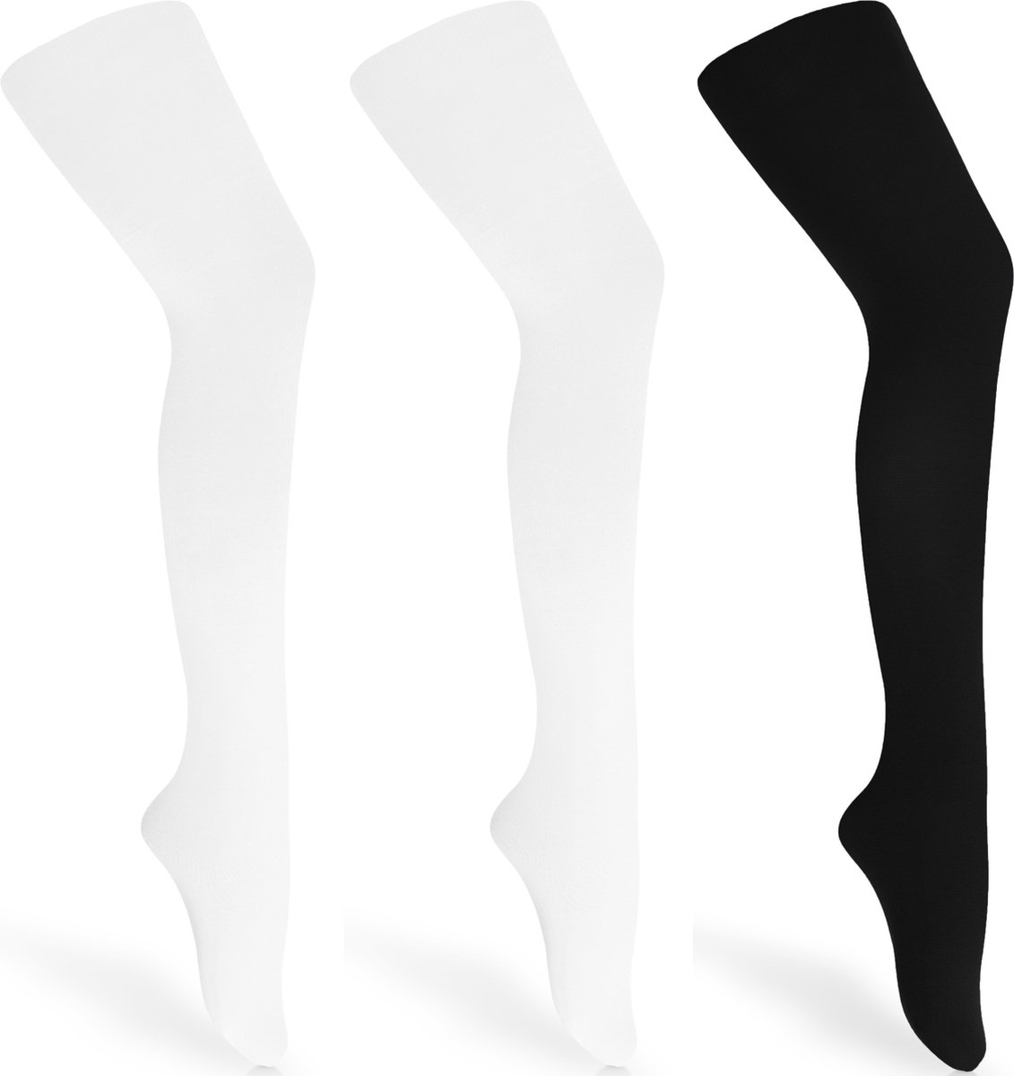 Merry Style Kinderen 3 Pack Panty - 60 DEN -Microvezel - Meisjes - Polyamide - Wit/Wit/Zwart - 116-122 - WL-010-3B (4061692832771)