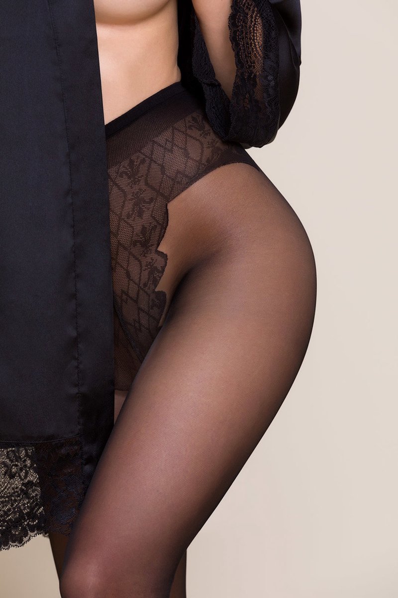 Panty Zwart - Zomerpanty - Kant Slipje - 15 Denier - Maat: L - Model: Supreme (8721249876134)