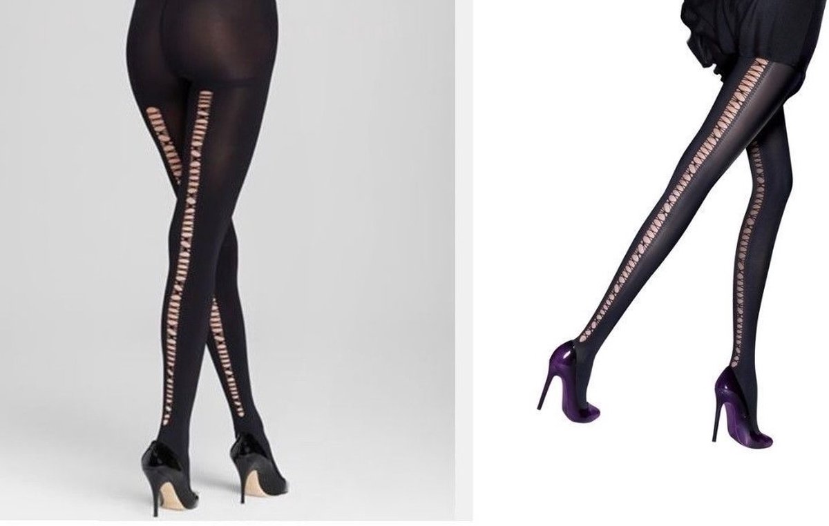 Aristoc Panty - Fashion - Dikke - 80 Den. - Ladder Back - S/M - 36/40 - Zwart (5053014028787)