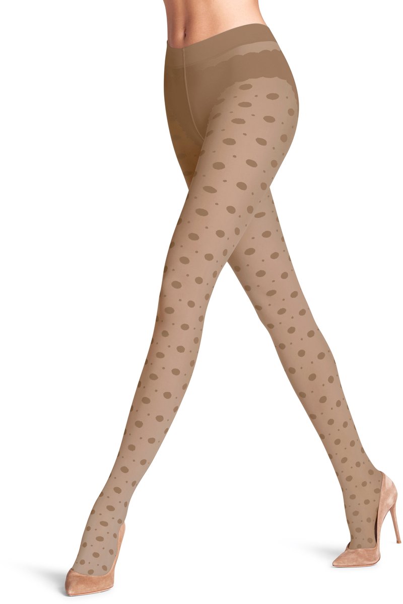 FALKE Snow Dot gedessineerd materiaal transparent 25 DEN panty dames huidskleur - maat S (4067112419164)