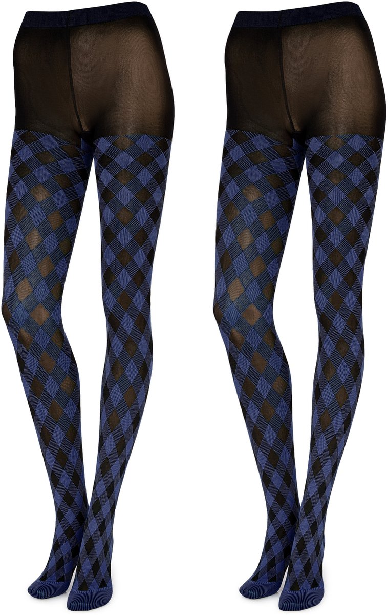 Merry Style Dames Panty 2 Pack - 60 DEN- Gedessineerd - 3D-technologie - Polyamide - Marine/Navy - XL - MS-GB-317 (4061692836526)