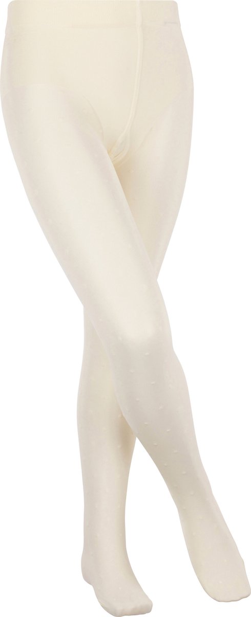 FALKE Romantic Dot dun gedessineerd materiaal 30 DEN panty kinderen wit - maat 134-146 (4043874089241)