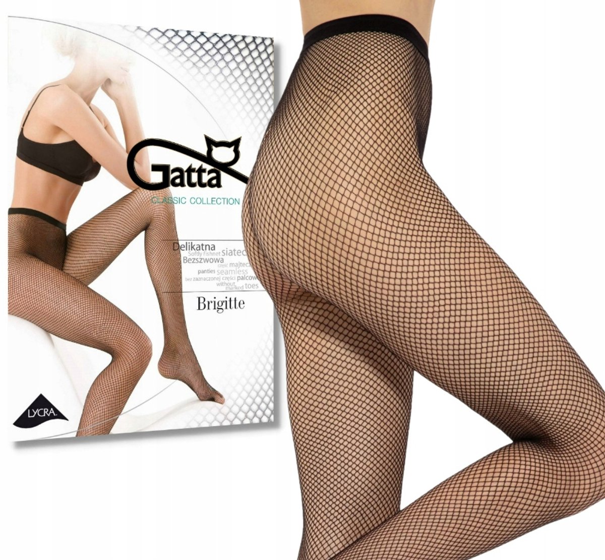 Gatta Brigitte - Panty Dames 10 DEN - Zwart - Visnet Panty - Maat XS/S (8721399400753)