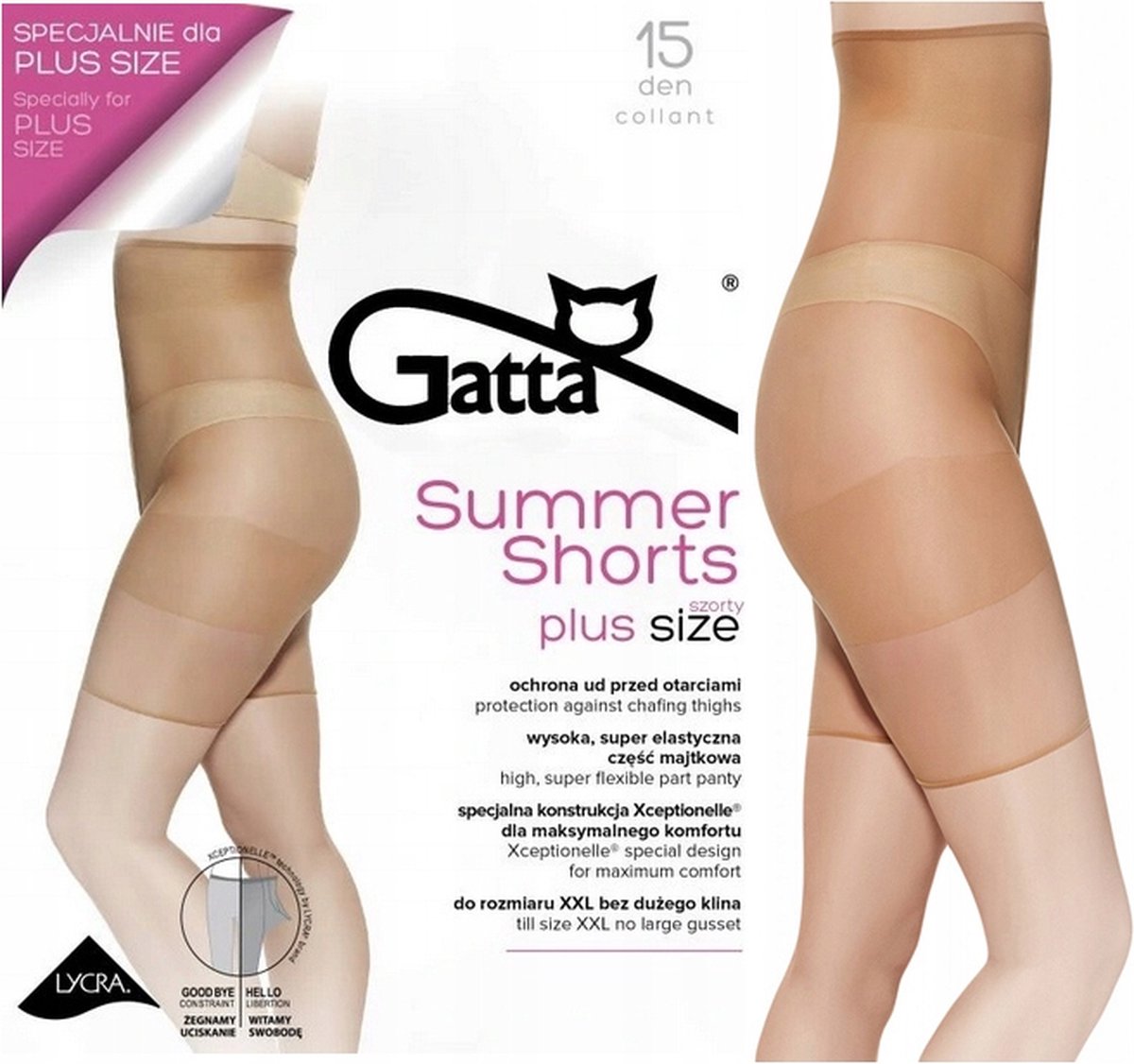 Gatta Summer Shorts - Panty Dames 15 DEN - Beige - Anti-Schurende Dijenshort - Maat M/L (5904383013600)