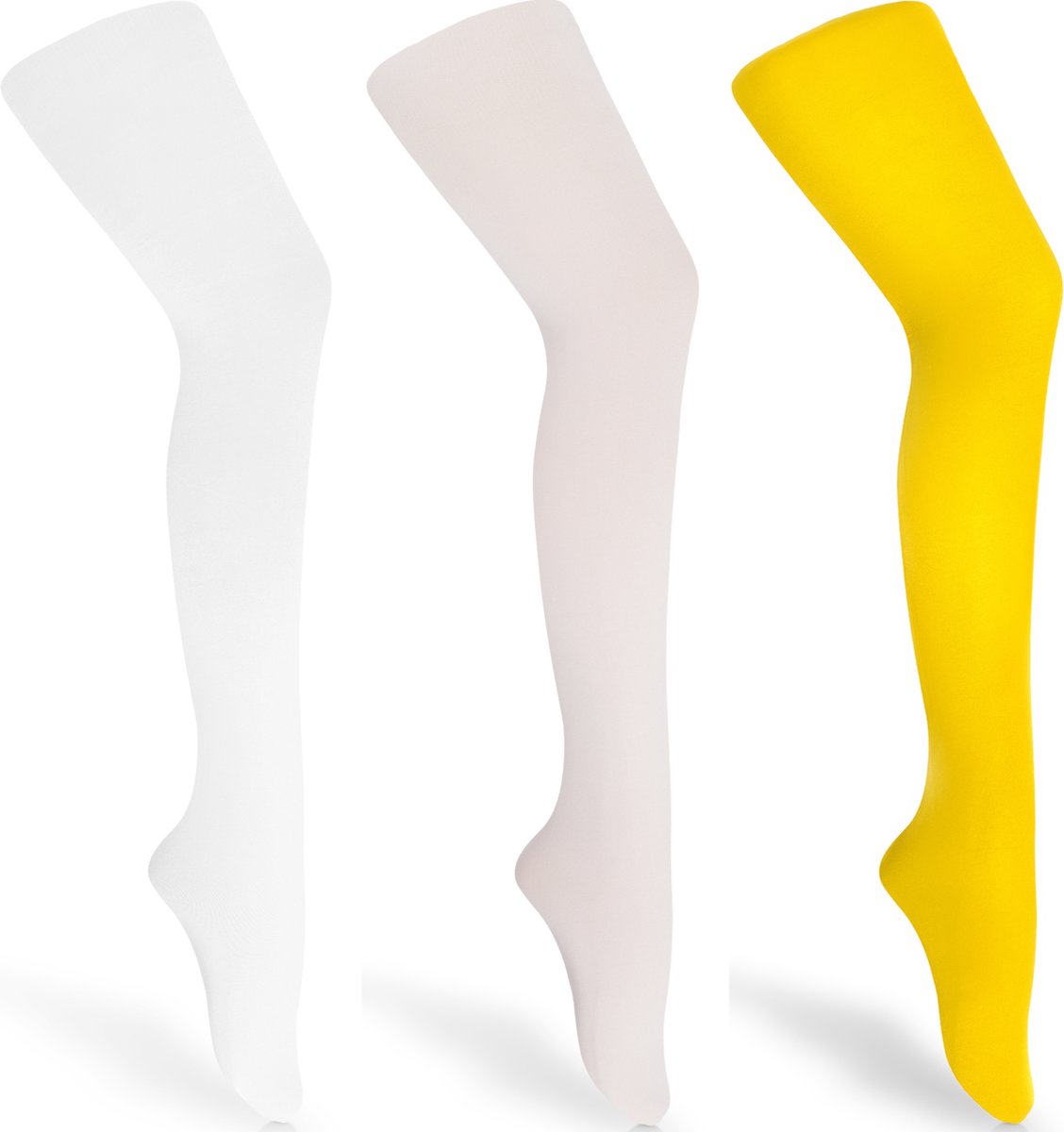 Merry Style Kinderen 3 Pack Panty - 60 DEN -Microvezel - Meisjes - Polyamide - Wit/Ecru/Geel - 140-146 - WL-010-3B (4061692832856)