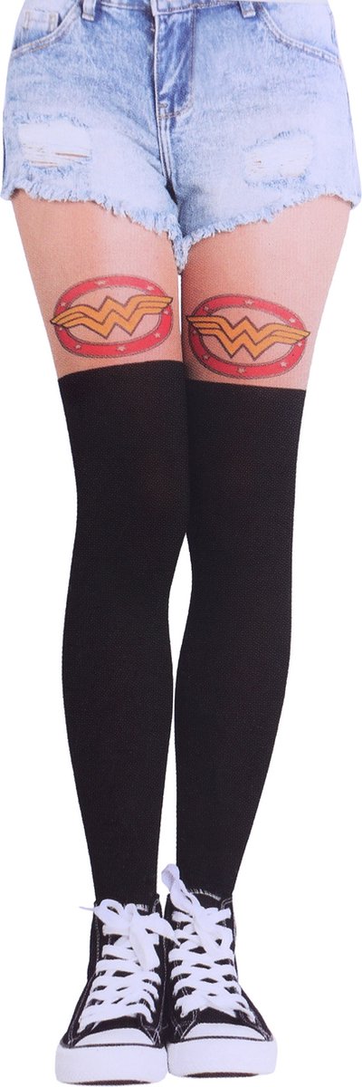 WONDER WOMAN zwart-witte panty (5906599680256)