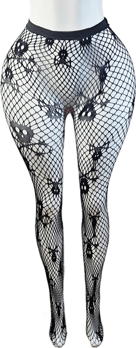 BamBella ® - Panty -Onesize - gaas maillot dunne pantys Dames - Onesize - sexy Erotische lingerie van kant skull gothic halloween zwart (8721017931027)