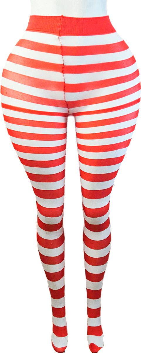 BamBella ® - Panty - onesize - maillot pantys Dames - Onesize - wit rood gothic feest halloween (8721017931614)