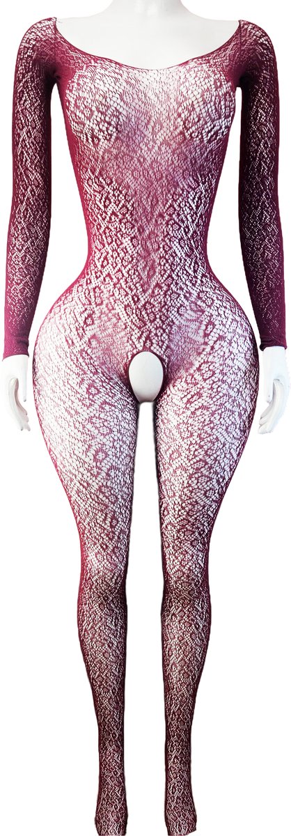 BamBella ® - Panty pak -Onesize - body suit - Dames - Onesize - Erotische jumpsuit van kant lingerie Bordeaux rood (8721017928874)