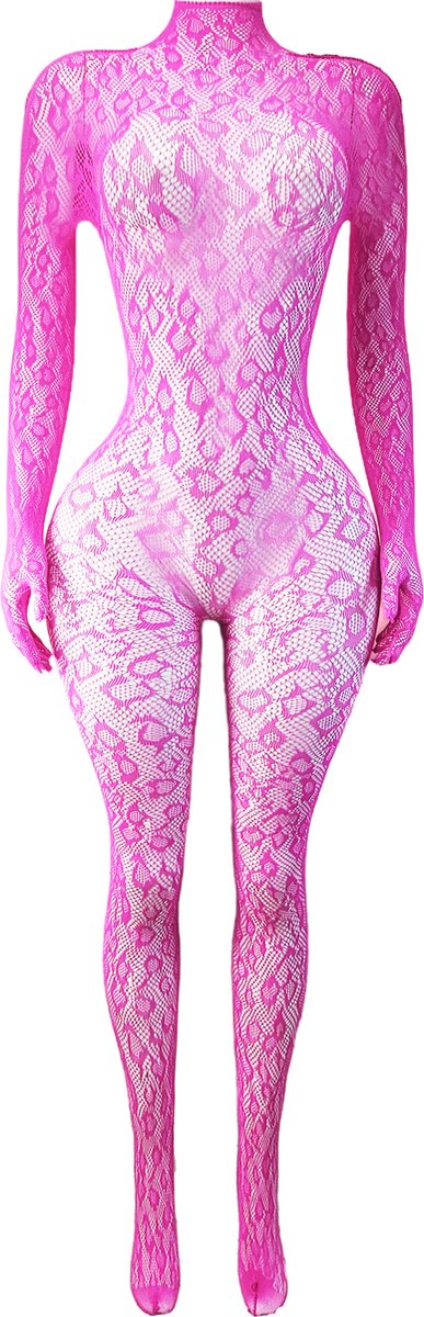 BamBella ® - Panty pak -Onesize - body suit - Dames - Onesize - Erotische jumpsuit van kant lingerie Roze Roze (8721017929055)