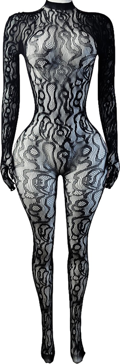 BamBella ® - Panty pak -Onesize - body suit - Dames - Onesize - Erotische jumpsuit van kant lingerie Volledig met handschoenen lange mouwen (8721017929222)