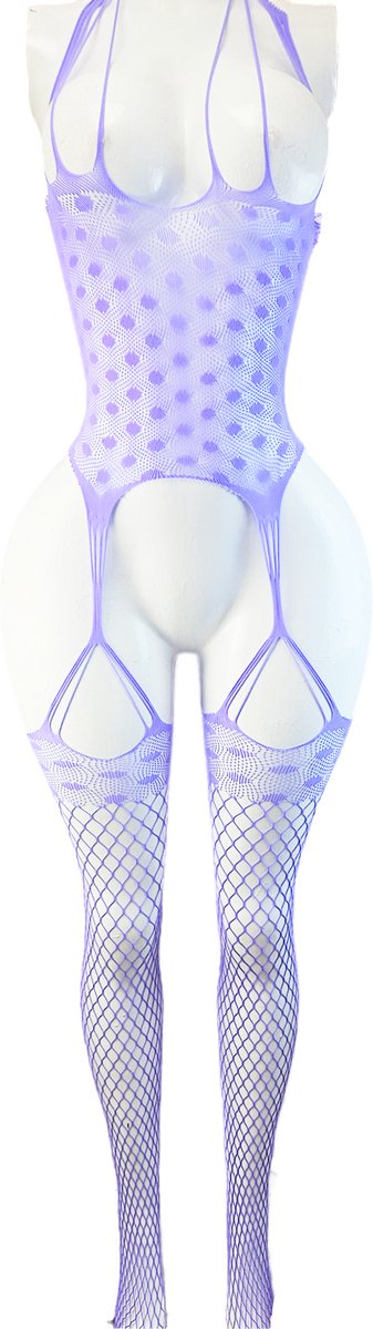 BamBella ® - Panty pak -Onesize - body suit - Dames - Onesize - Erotische jumpsuit van kant lingerie paars (8721017928706)