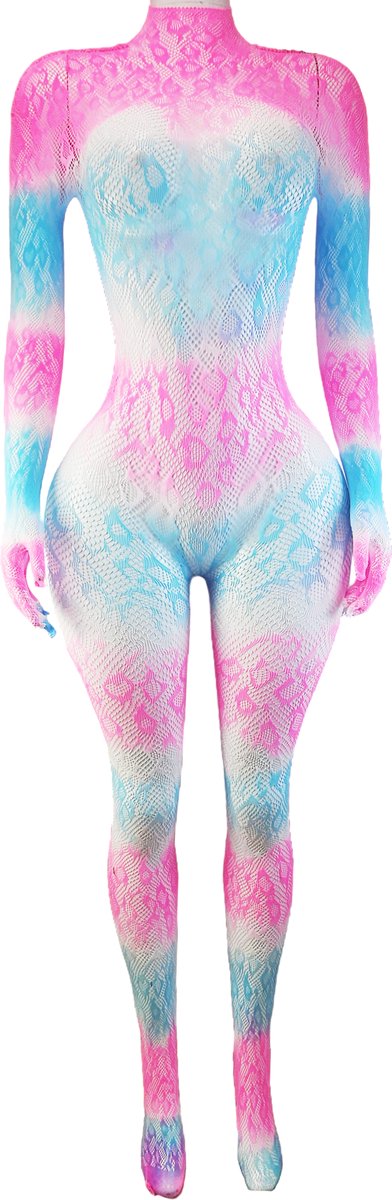 BamBella ® - Panty pak -Onesize - body suit - Dames - Onesize - Erotische jumpsuit van kant lingerie roze wit blauw (8721017928720)
