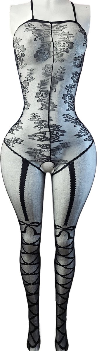 BamBella ® - Panty pak -Onesize - body suit - Dames - Onesize - Erotische jumpsuit van kant lingerie zwar (8721017929826)
