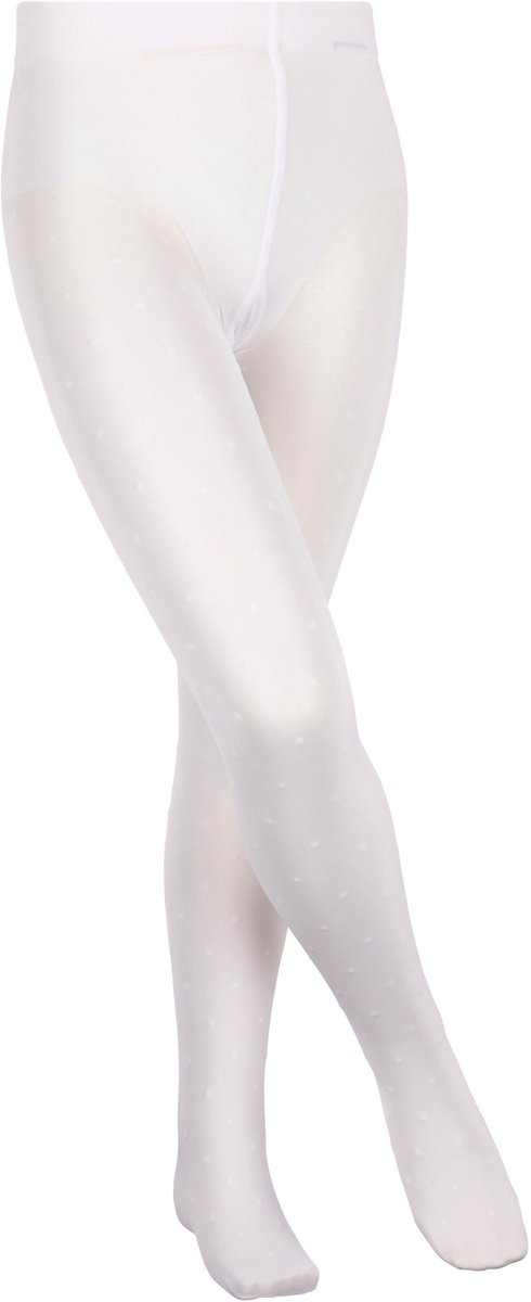 FALKE Romantic Dot dun gedessineerd materiaal 30 DEN panty kinderen wit - maat 122-128 (4043874089272)