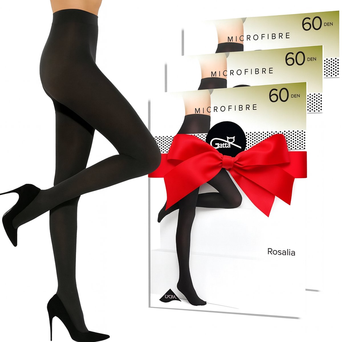 GATTA - Panty Dames - 60 DEN - Maat S - Microfibre - Rosalia - Zwart - (3 stuks) (8721399401972)