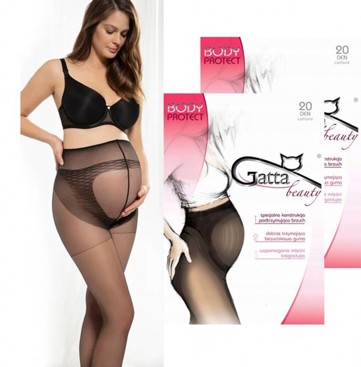 GATTA - Zwangerschapspanty - 20 DEN - Maat L - Zwart - Dames Panty - Zwanger - Ondersteunende Panty - (2 Stuks) (8721399401460)