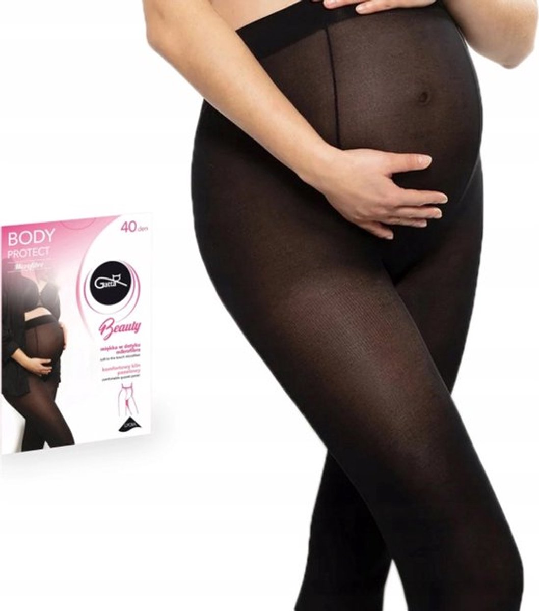 GATTA - Zwangerschapspanty - 40 DEN - Microvezel - Maat L - Zwart - Dames Panty - Zwanger - Ondersteunende Panty - (1 Stuks) (8721399401576)