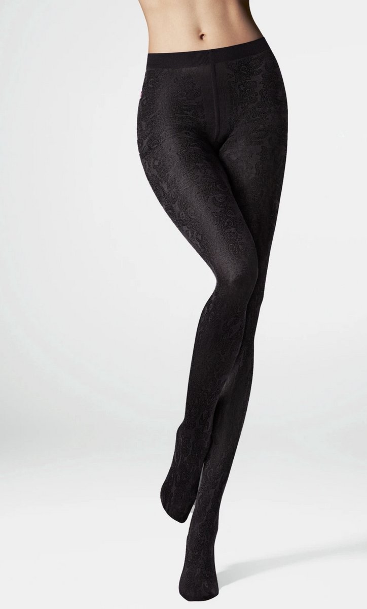 Kunert fantasie 70 den panty met Paisley motief maat 38/40 zwart (4005074893073)