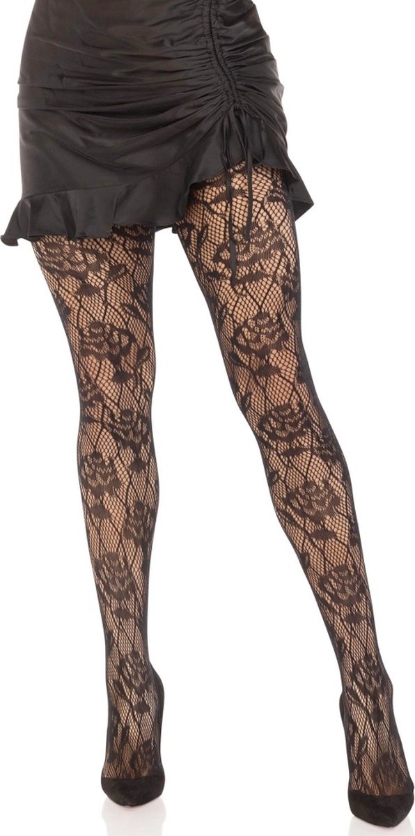 Leg Avenue - Wild Rose Net panty - Zwart (0714718570075)