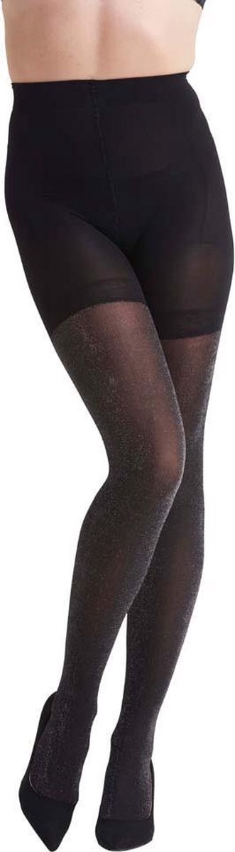 NOMI Shapewear - Corrigerende Panty 90D High Waist met Zilver Lurex - Zilver - Maat XL (8719128223902)