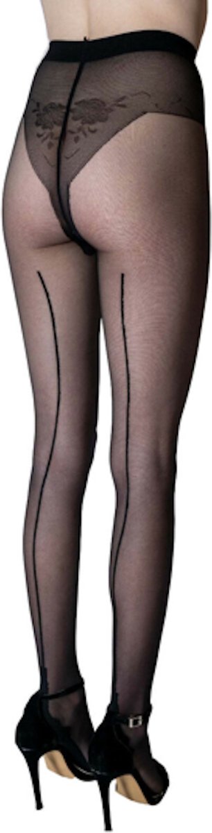 Platino zwarte panty met naad maat 42/44 (8423024911084)
