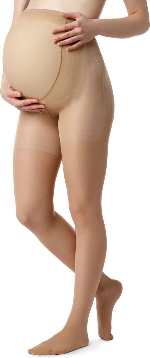 Be Mammy Dames Zwangerschap Panty - 40 DEN - Halsterloos - Polyamide - BE-GI-1119 - Daino - M (4061692539540)