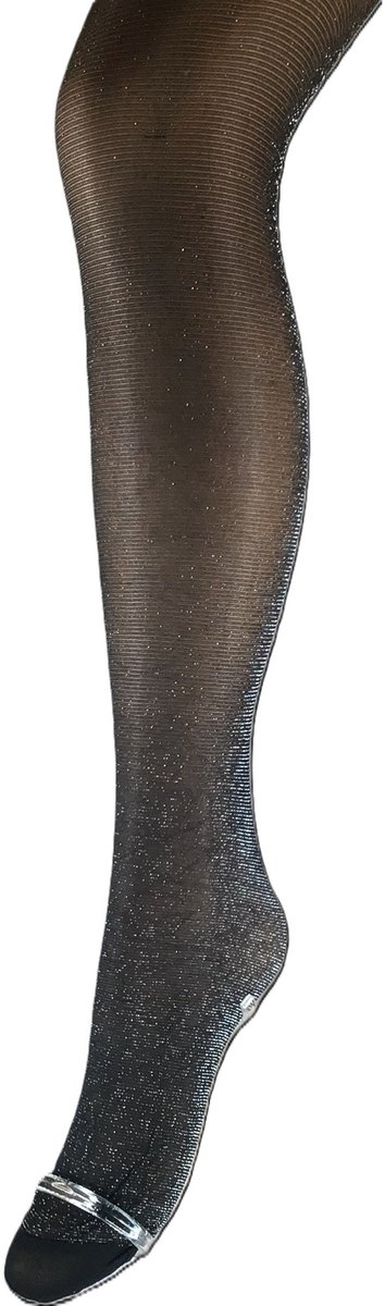 Bonnie Doon Curvy Glitter Tight Panty Subtiele Glitter Grote Maat XXL 44/46 Zwart/Zilver - comfortabele pasvorm - speciaal voor grote maten - glamour - feestelijk - casual - curvy - metalic - Subtiel - Zwart met Goud -Black/Silver - BP251904 (8717394005642)