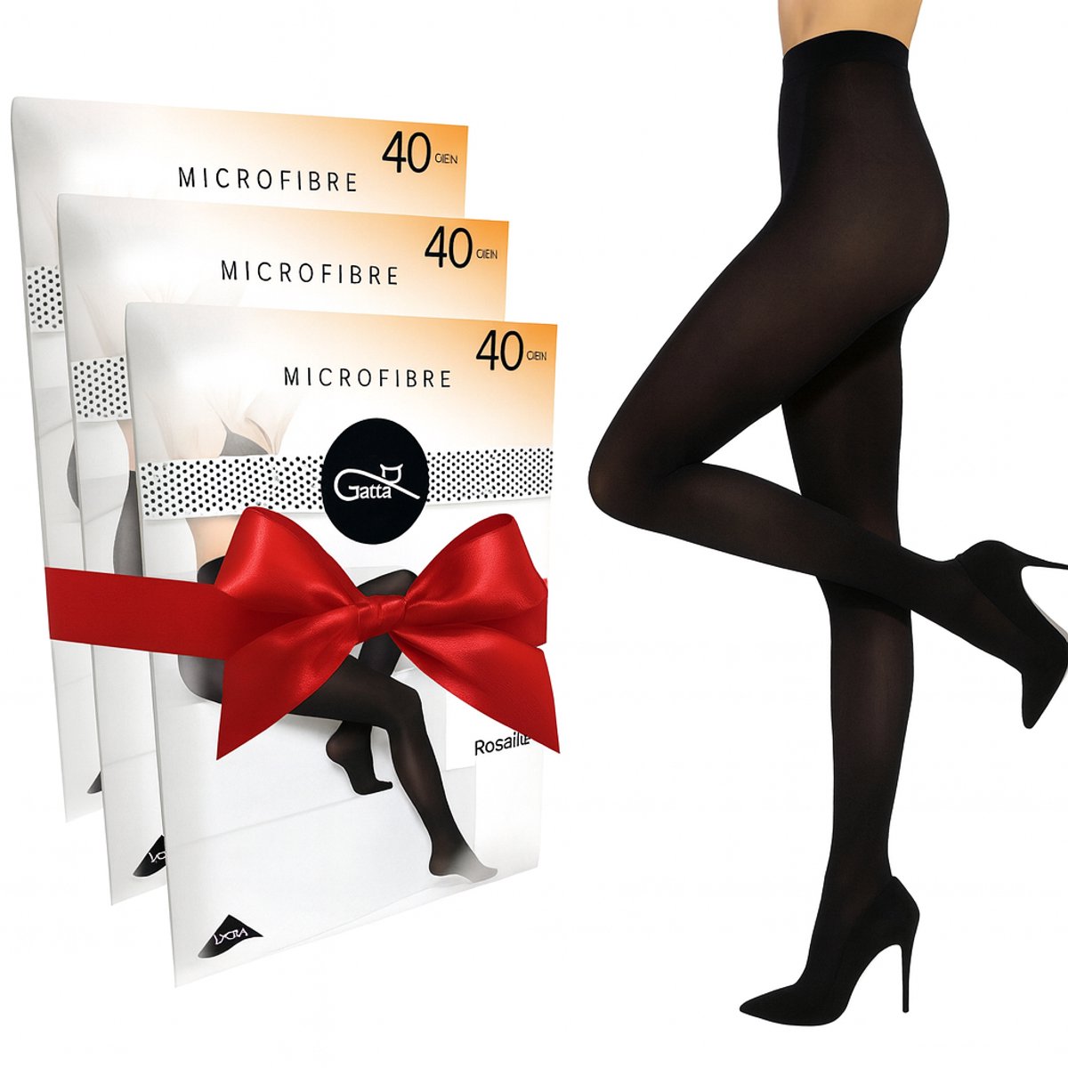 Gatta Rosalia - Panty Dames 40 DEN - Zwart - Comfort Basis Panty - Maat S - Voordeelpack ( 3 Stuks ) (8721399402184)