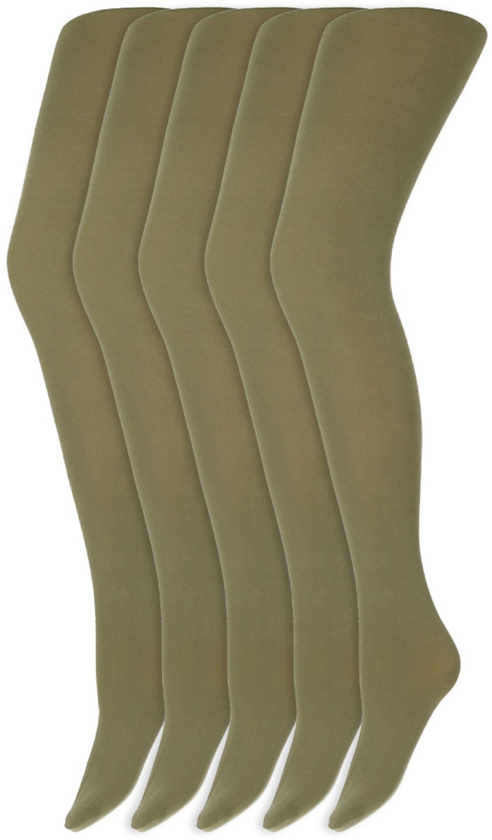 Gekleurde panty's | Micro | 60 Denier | Merk: Marianne | Maat: S t/m XXL | Kleur: Olijf groen | 5 Paar (6153632626699)