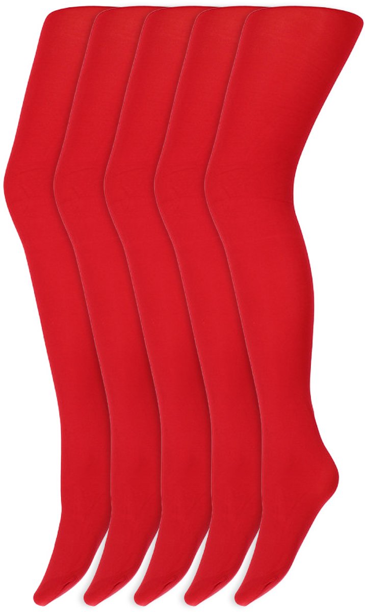 Gekleurde panty's | Micro | 60 Denier | Merk: Marianne | Maat: S t/m XXL | Kleur: Rood | 5 Paar (6153636471493)