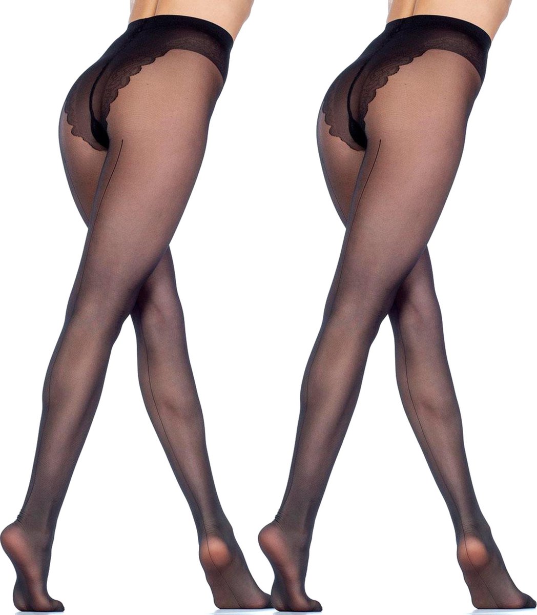 Giulia - Chic 20den Panty met bikini broekje en zwarte naad (multipack), 2 Kleuren (6096704412465)