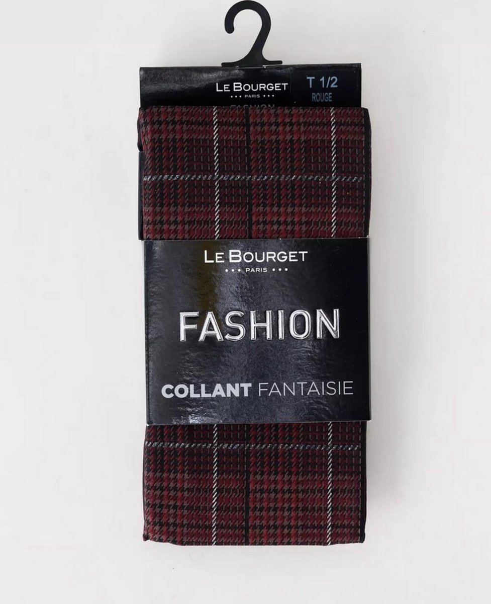Le Bourget fantasie panty geruit bordeaux maat S/M 50 den (3185291417724)