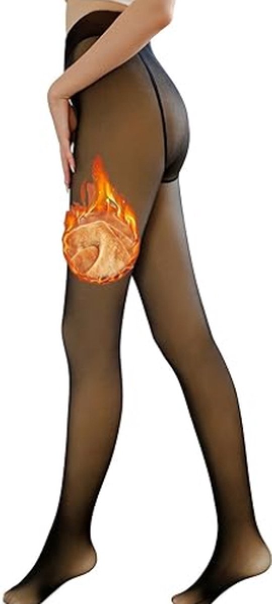 Thermische panty voor dames, verdikte fleece leggings, snag tights, gevoerde panty, benen, afslanken, doorschijnend, pluche kousen, winter, warm, zelfs voeten, pantybroek - Zwart (6096246112144)