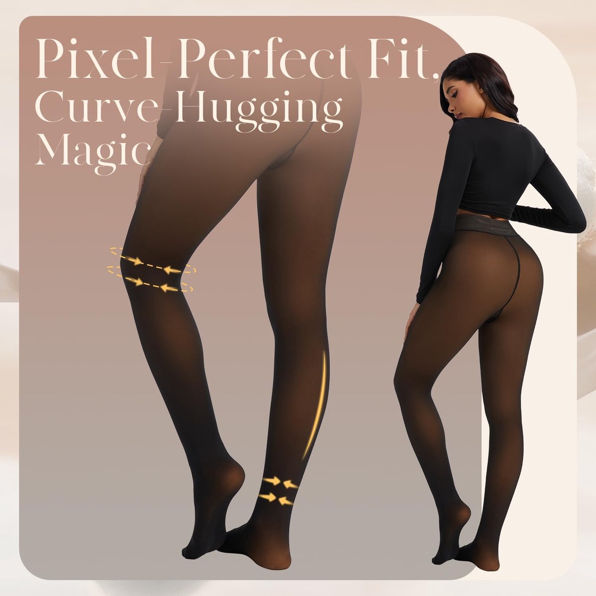 Thermische panty voor damespanty -XL - donkerbruin - Winter - 220g - panty - sterke panty - warme panty - beige look - stijlvolle look - Thermo panty - Gevoerde Thermo Panty (0672669724940)