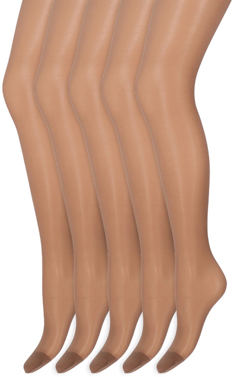 Zijdeglans Panty | Transparant van teen tot taille | 15 Denier | Merk: Marianne | Maat: S t/m XXXL | Kleur: Bronze | 5 Paar (6153606536566)