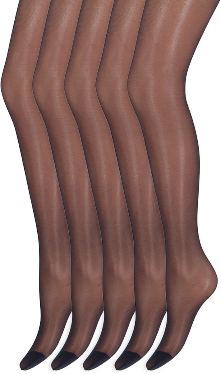Zijdeglans Panty | Transparant van teen tot taille | 15 Denier | Merk: Marianne | Maat: S t/m XXXL | Kleur: Graphite | 5 Paar (6153606936908)