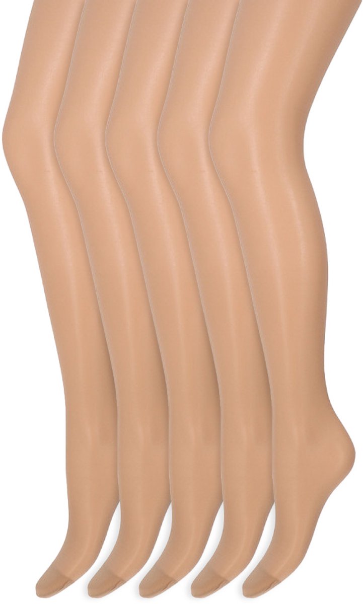 Zijdeglans Panty | Transparant van teen tot taille | 15 Denier | Merk: Marianne | Maat: S t/m XXXL | Kleur: Powder | 5 Paar (9501383881541)