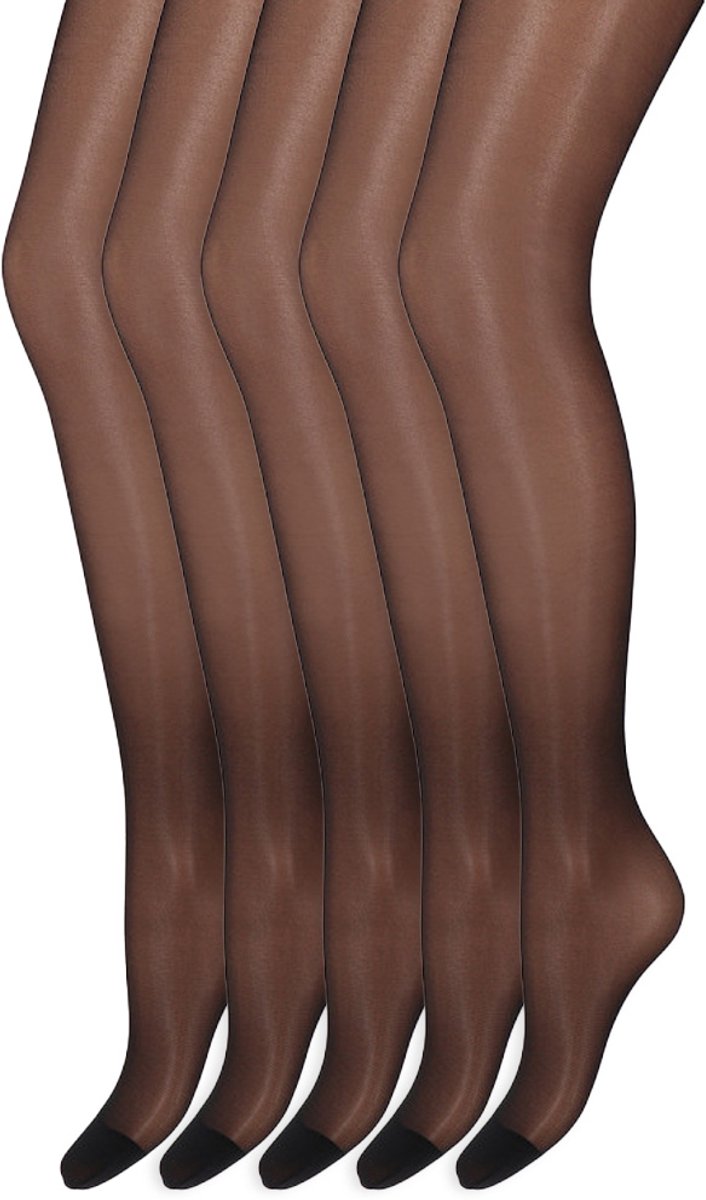Zijdeglans Panty | Transparant van teen tot taille | 15 Denier | Merk: Marianne | Maat: S t/m XXXL | Kleur: Zwart | 5 Paar (6153607142124)
