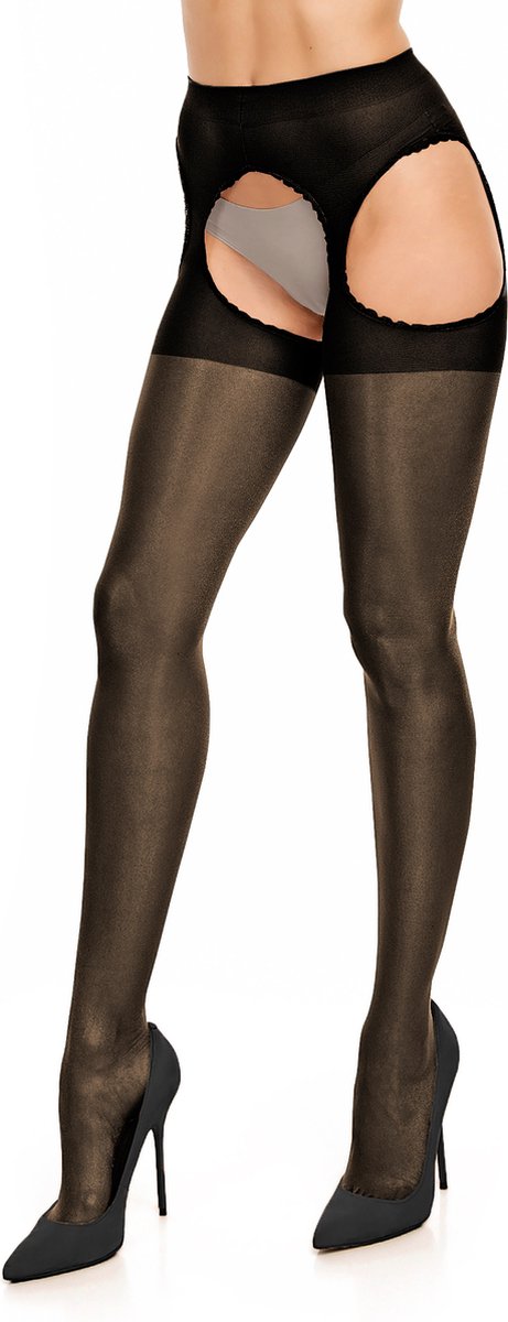 Glamory Plaisir Ouvert - Open panty - 20 den - maat 2XL - zwart (4260277136253)