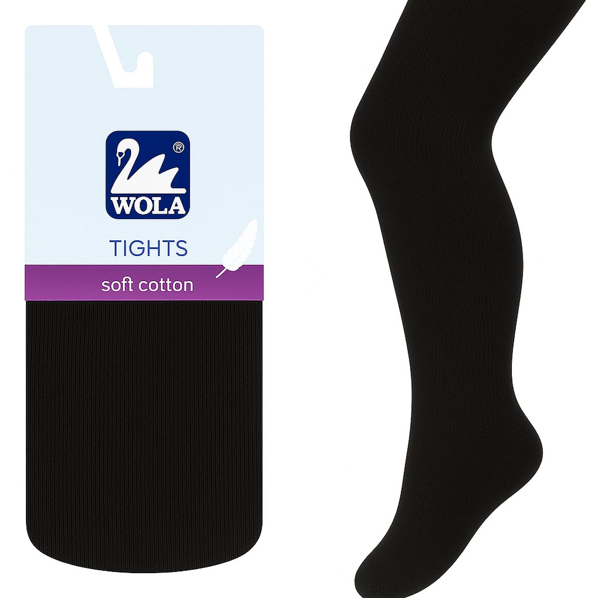 Wola - Kinder panty Meisjes - 60 DEN - Katoen - Zwart - Maat 128 / 134 cm (1 stuks) (8721399400999)