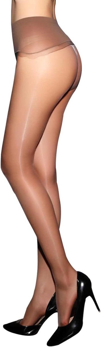 Allecta - Transparante glanzende panty dames 3 denier olieachtig glanzend Bruin One size (8785352191614)