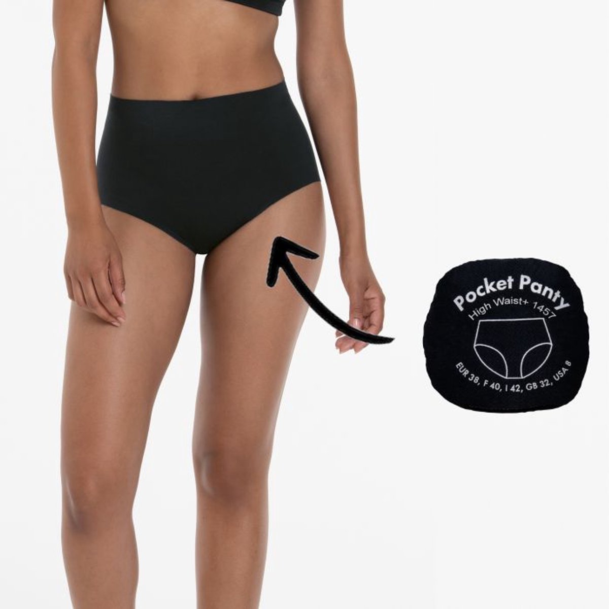 Anita Comfort Pocket Panty High Waist+ 1457 001 Zwart - maat 40 (4058509584978)