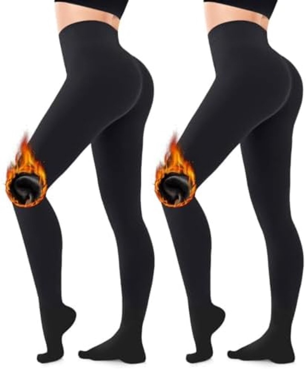 Dames thermische panty - met fleece voering - 2 Stuks - Maat S/M - Zwart (9506211438799)