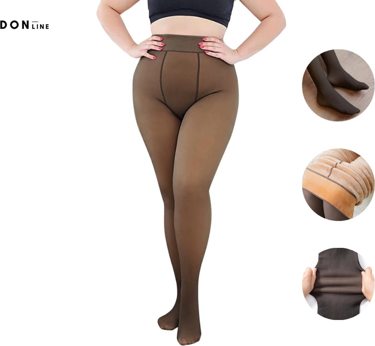 Fleece Panty - Maat M/L - Warmte Panty - Gevoerde Thermo Panty - Dames - Fleece legging- Winter - beige look - Stijlvolle look - Seen on TikTok (8720726817936)
