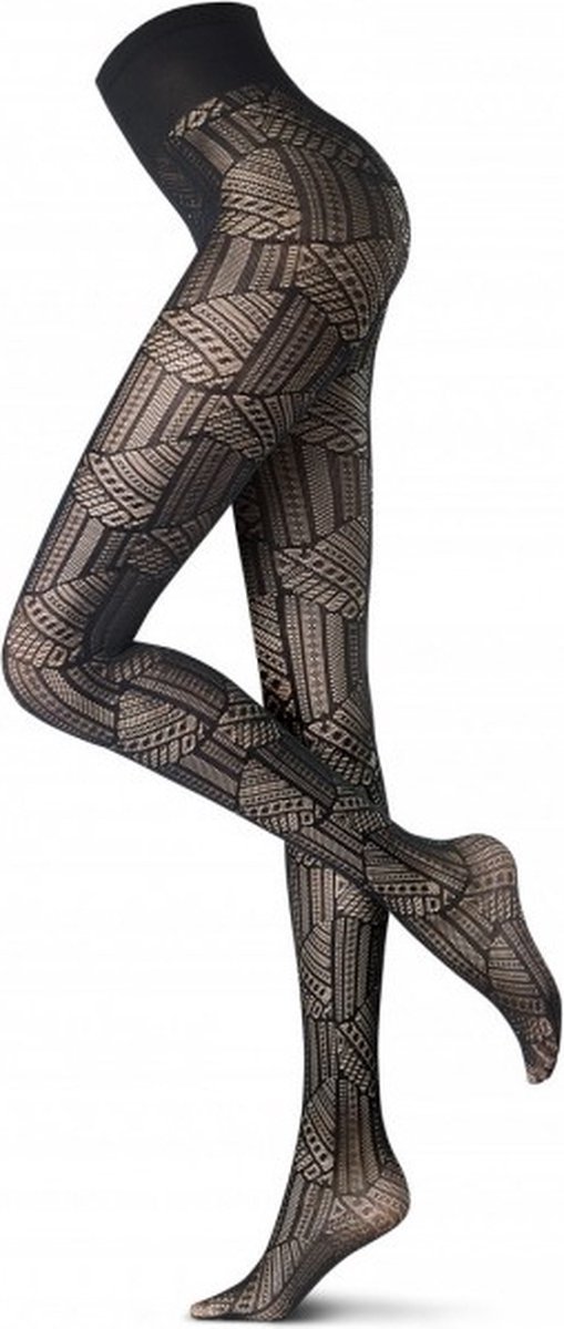 Oroblu fantasie panty abstract mistery 40d maat M zwart (8300289688503)